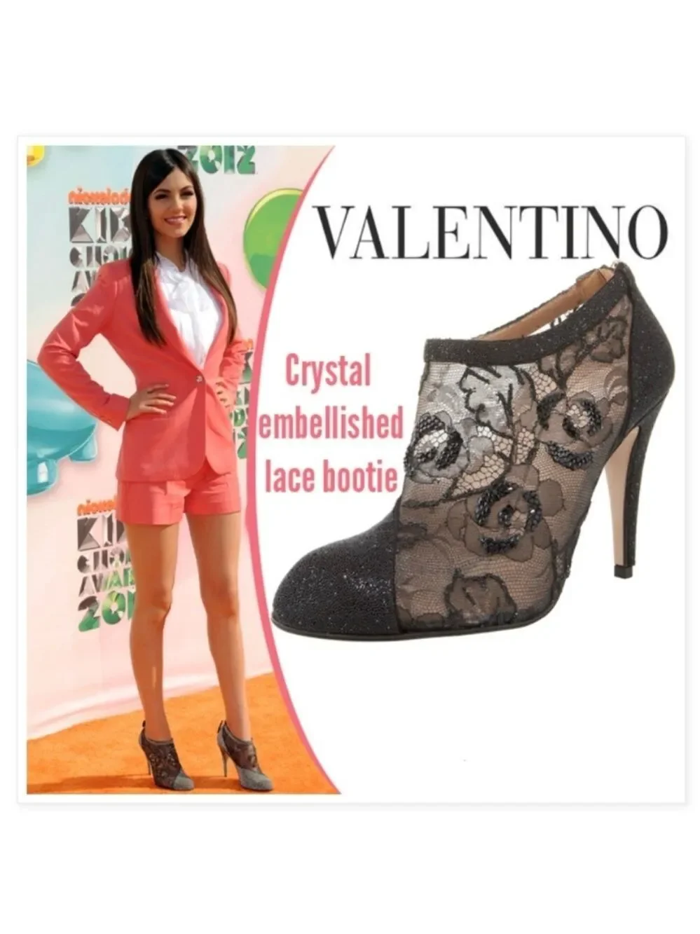 Valentino Garavani Women's Black Lace Heeled Crystal Shoes Size 10 US 40 EU